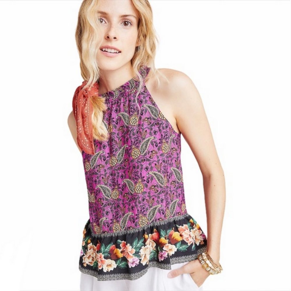 Anthropologie Farm Rio Mikah Halter Top Size Small